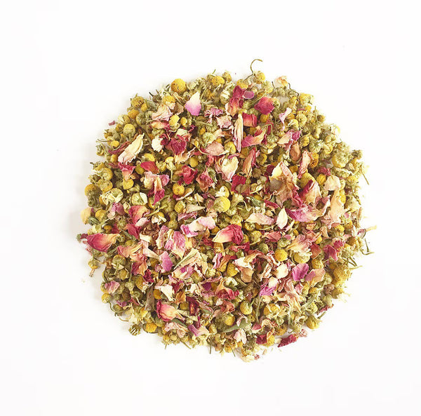 Chamomile Rose herbal tea from Blue Thistle Tea Haus, Fredericksburg TX