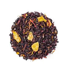 Mango black tea with marigold from Blue Thistle Tea Haus, Fredericksburg TX