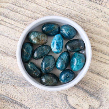 Rolled blue apatite stone