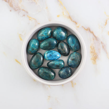 Rolled blue apatite stone